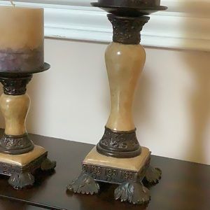 Accents - Two tiered Candlesticks with Matching Candles Accents - Two tiered Candlesticks with Matching Candles